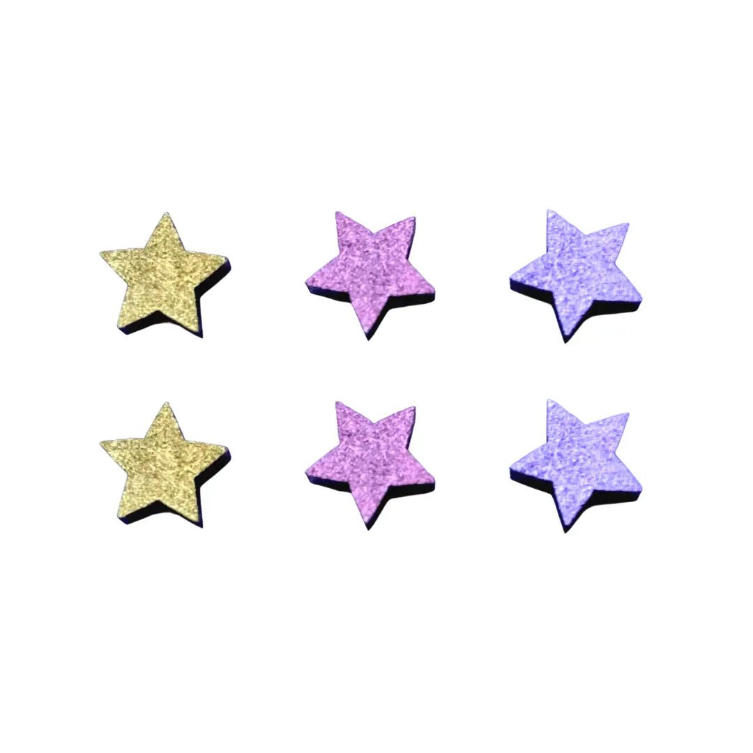 Star Set Mini Hand Painted Wooden Studs - The Little Jewellery Company