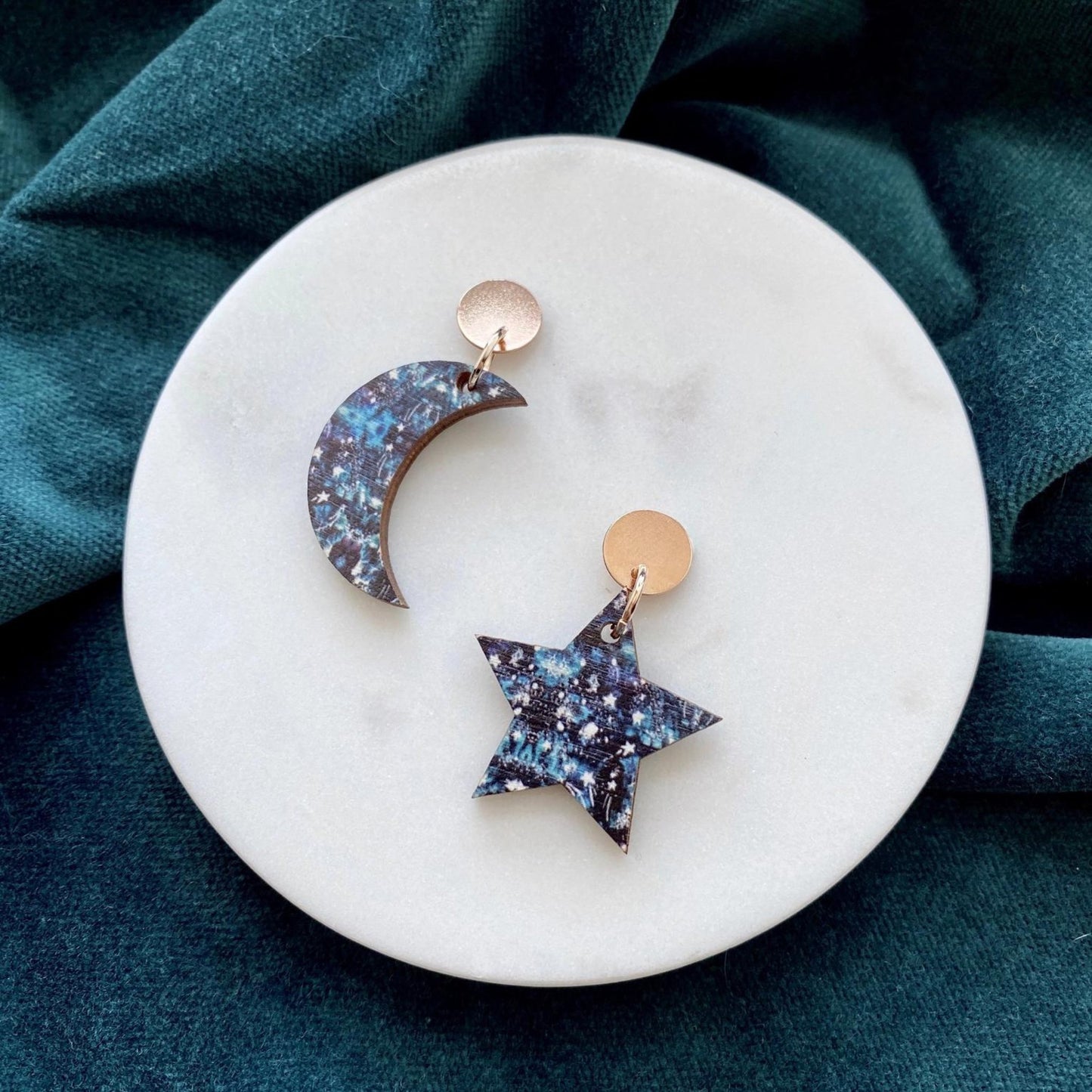 Statement Moon & Star Drop Earrings - The Little Jewellery Company