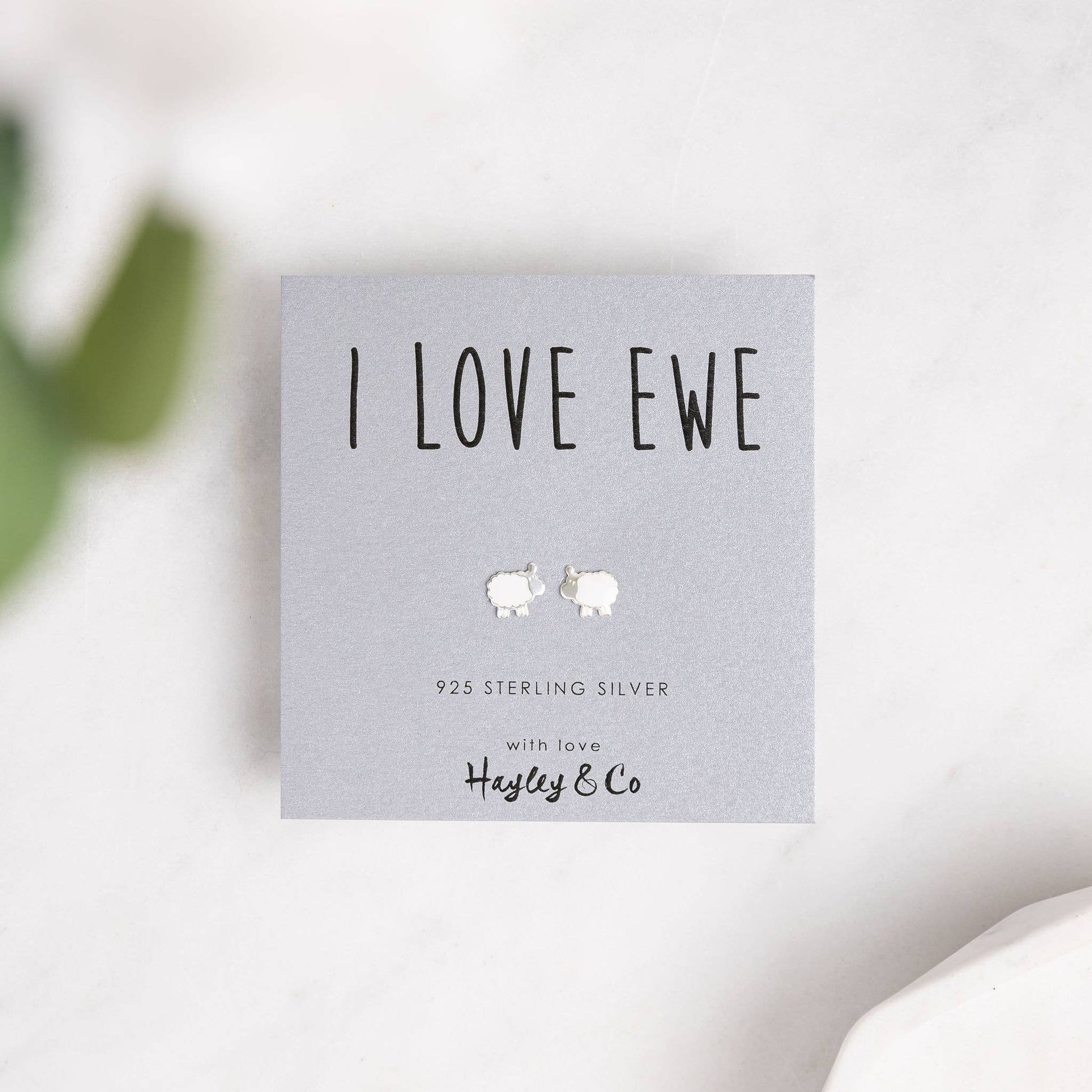 Sterling Silver Earrings - 'I love Ewe' Sheep Earrings - The Little Jewellery Company