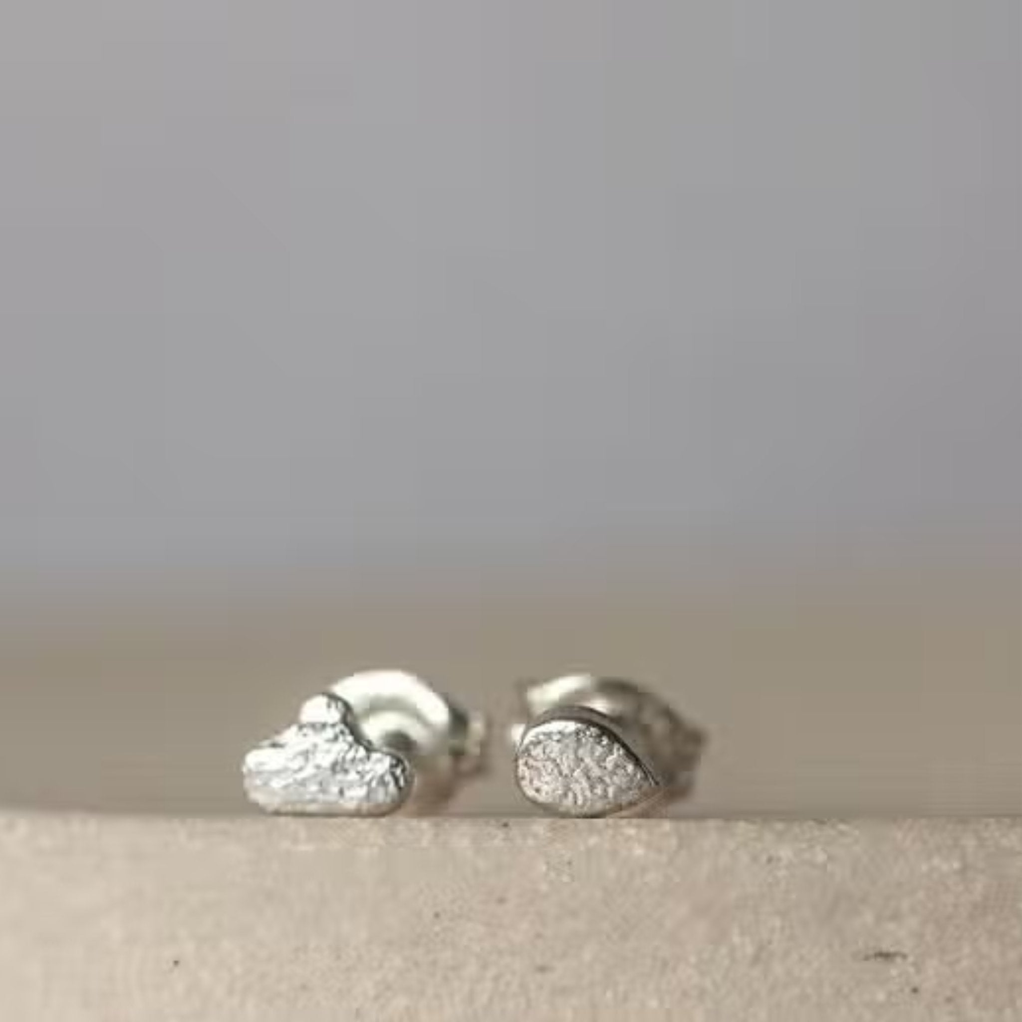 Sterling Silver Mini Cloud and Raindrop Studs