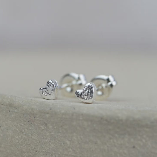 Sterling Silver Mini Heart Studs - The Little Jewellery Company
