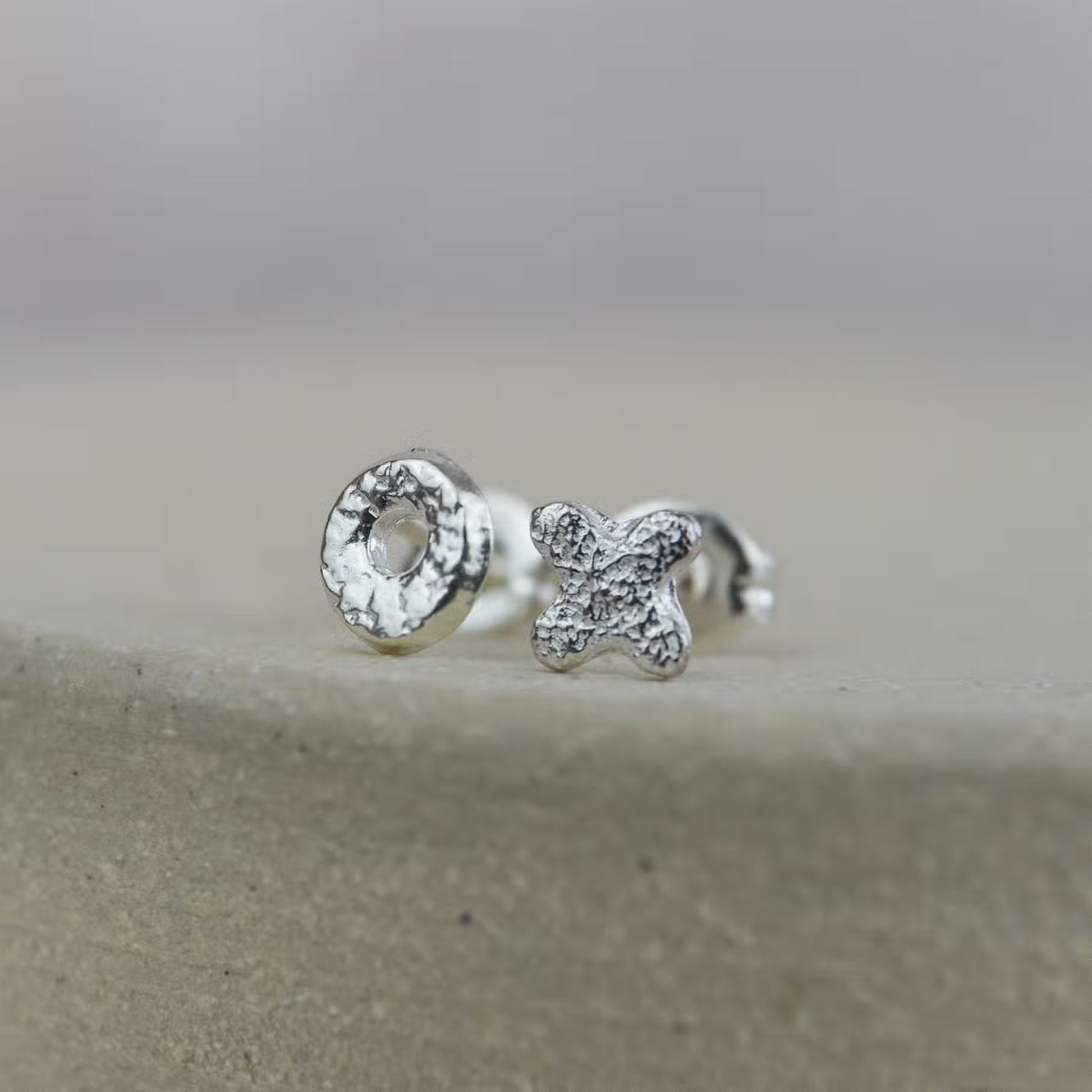 Sterling Silver Mini Hugs and Kisses Studs - The Little Jewellery Company