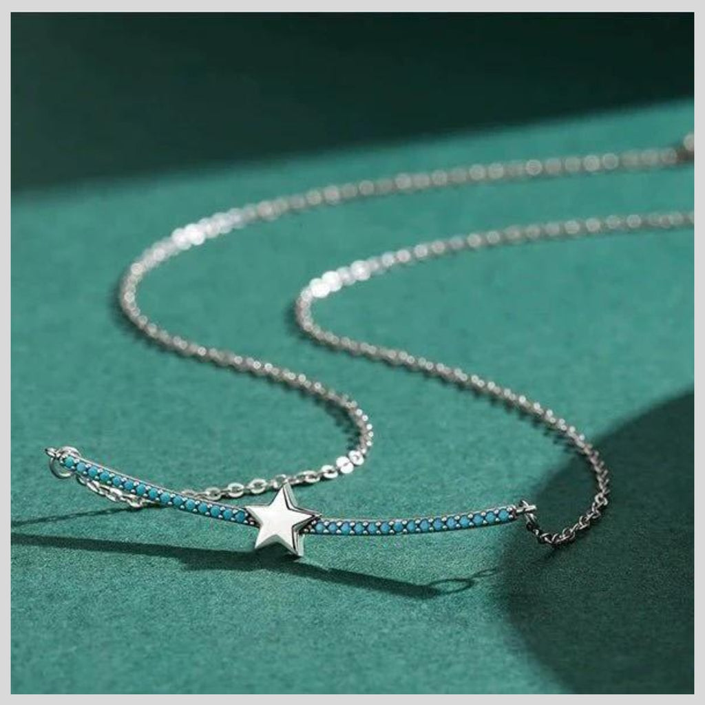 Sterling Silver Necklace - Blue Star Bar - The Little Jewellery Company