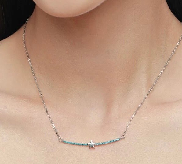 Sterling Silver Necklace - Blur Star Bar - The Little Jewellery Company
