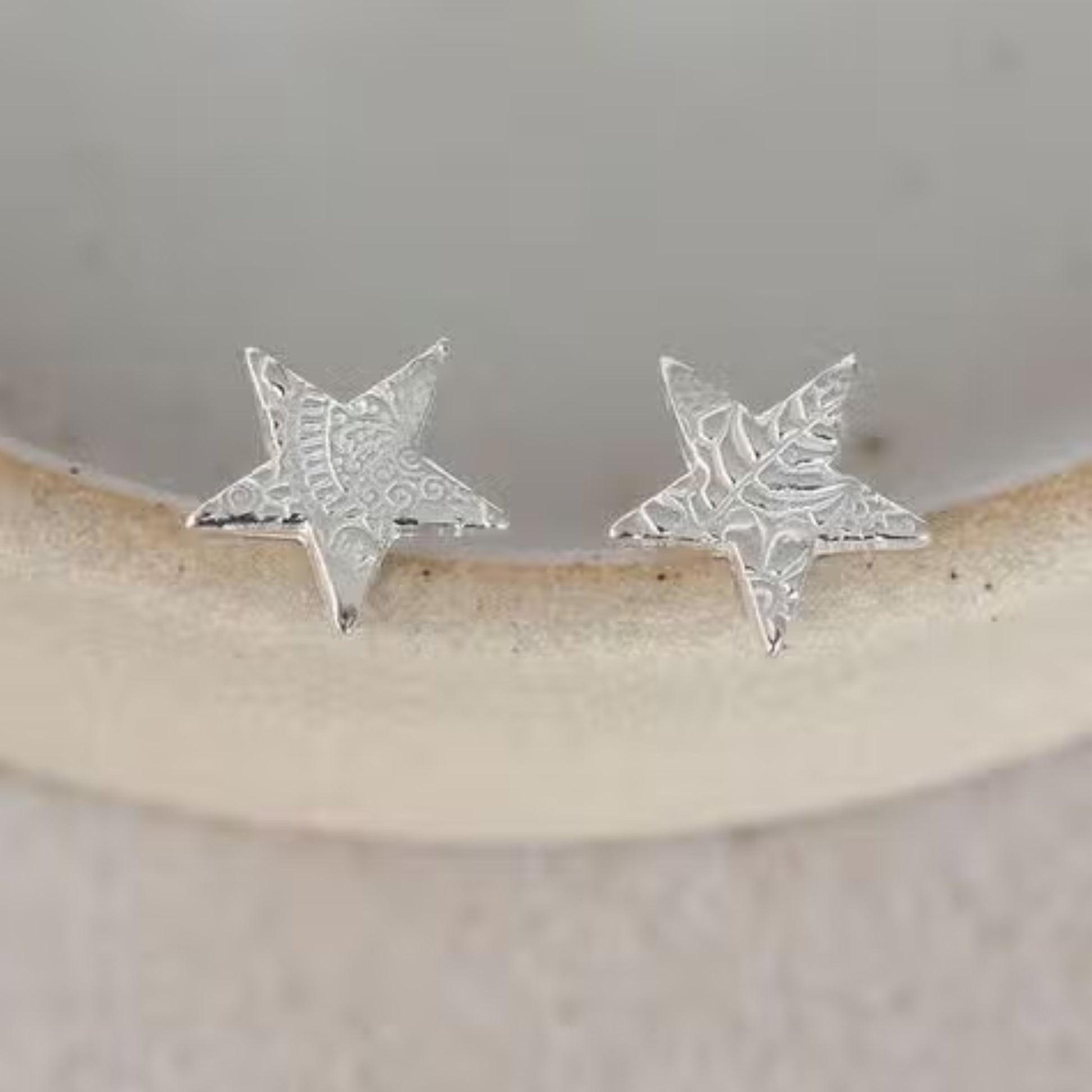 Sterling Silver Textured Star Studs - The Little Jewellery Company