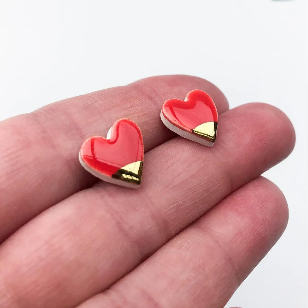 Strawberry Red Heart Earrings - The Little Jewellery Company