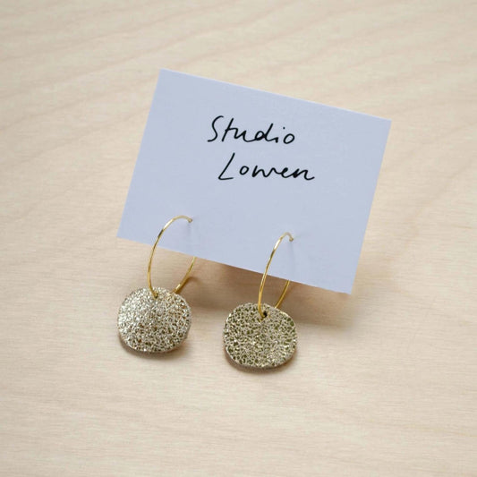 Sun Disc Charm Hoop Earrings: Gold - The Little Jewellery Company