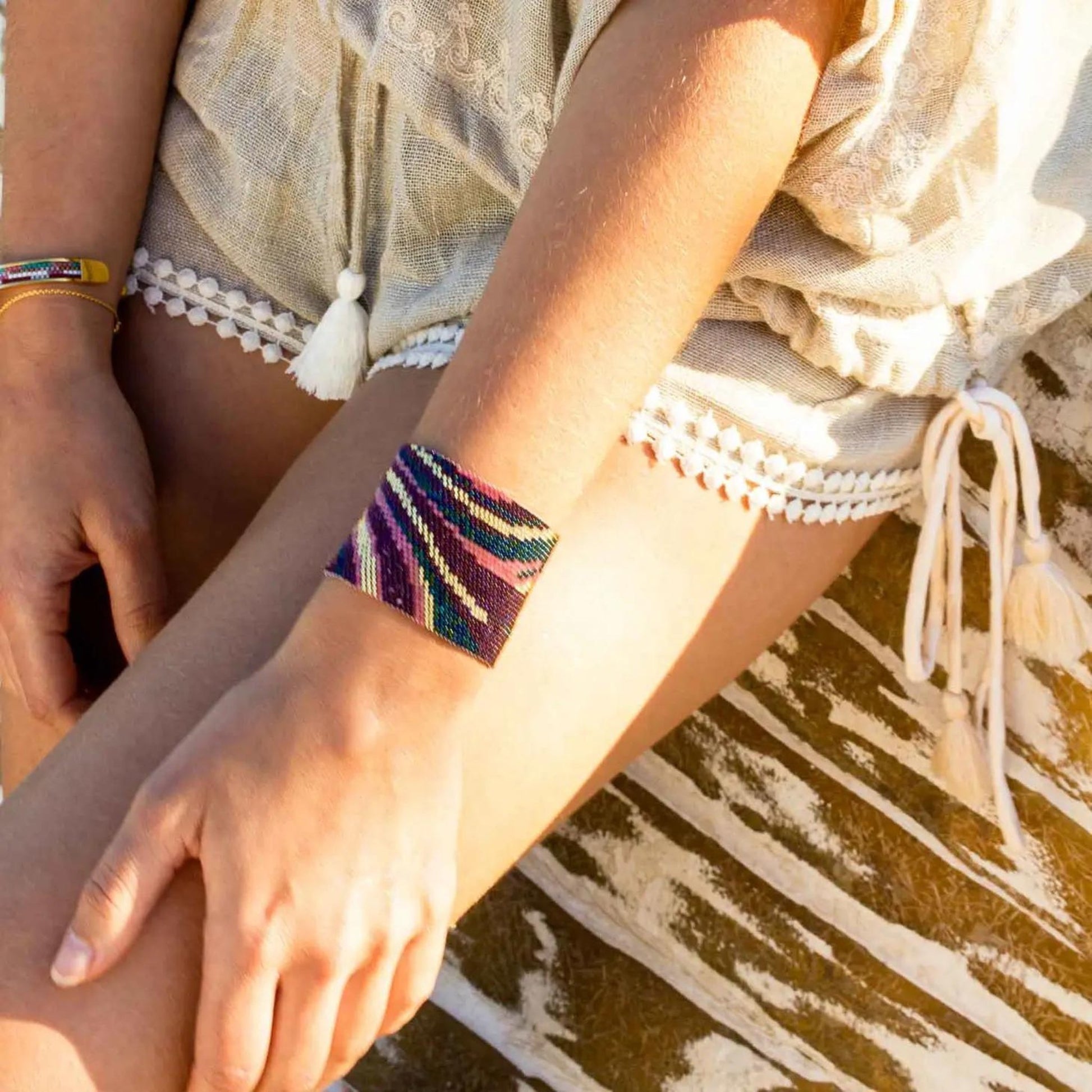 Surf Abstract Beaded Cuff - The Little Jewellery Company