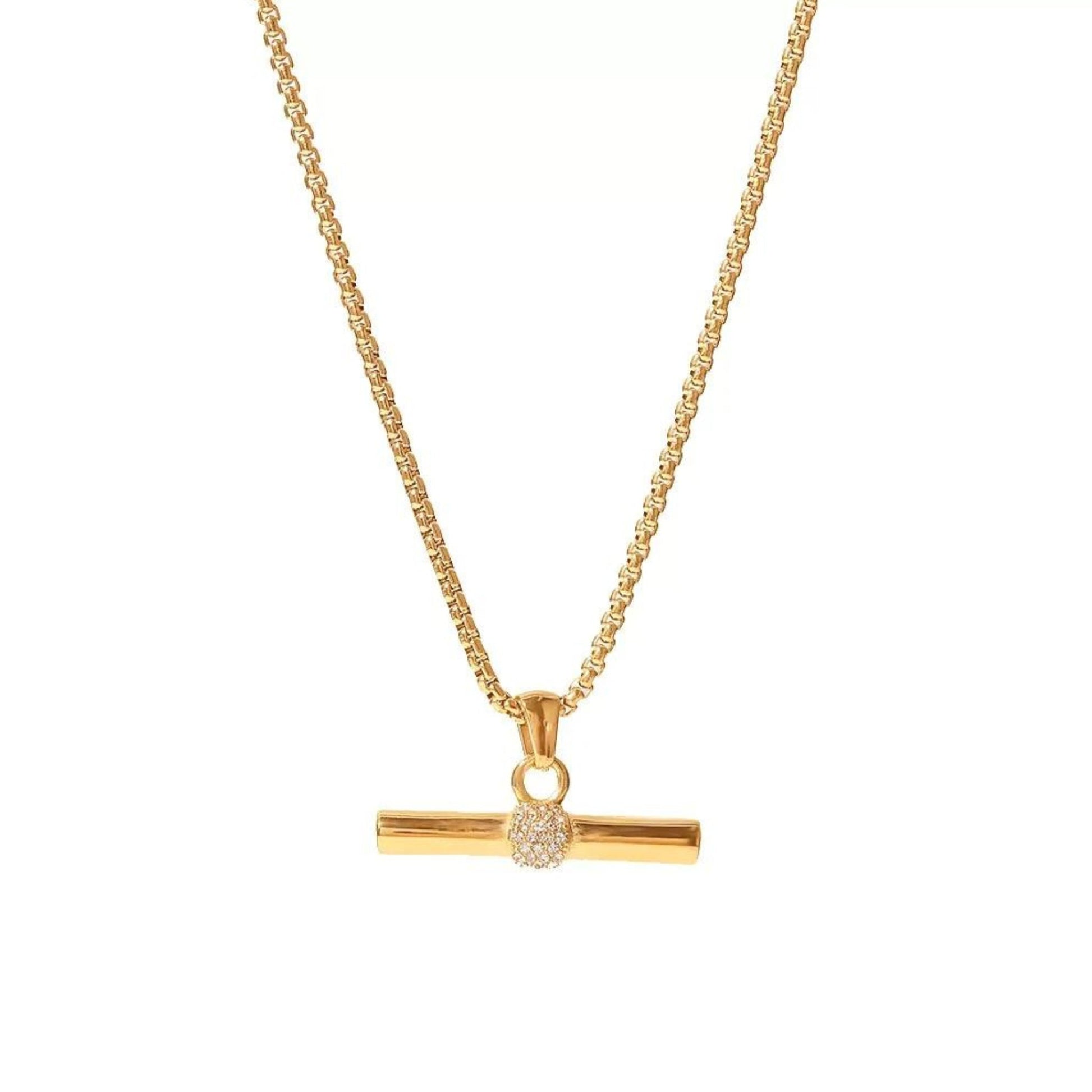 T Bar and Crystal Necklace - The Little Jewellery Company