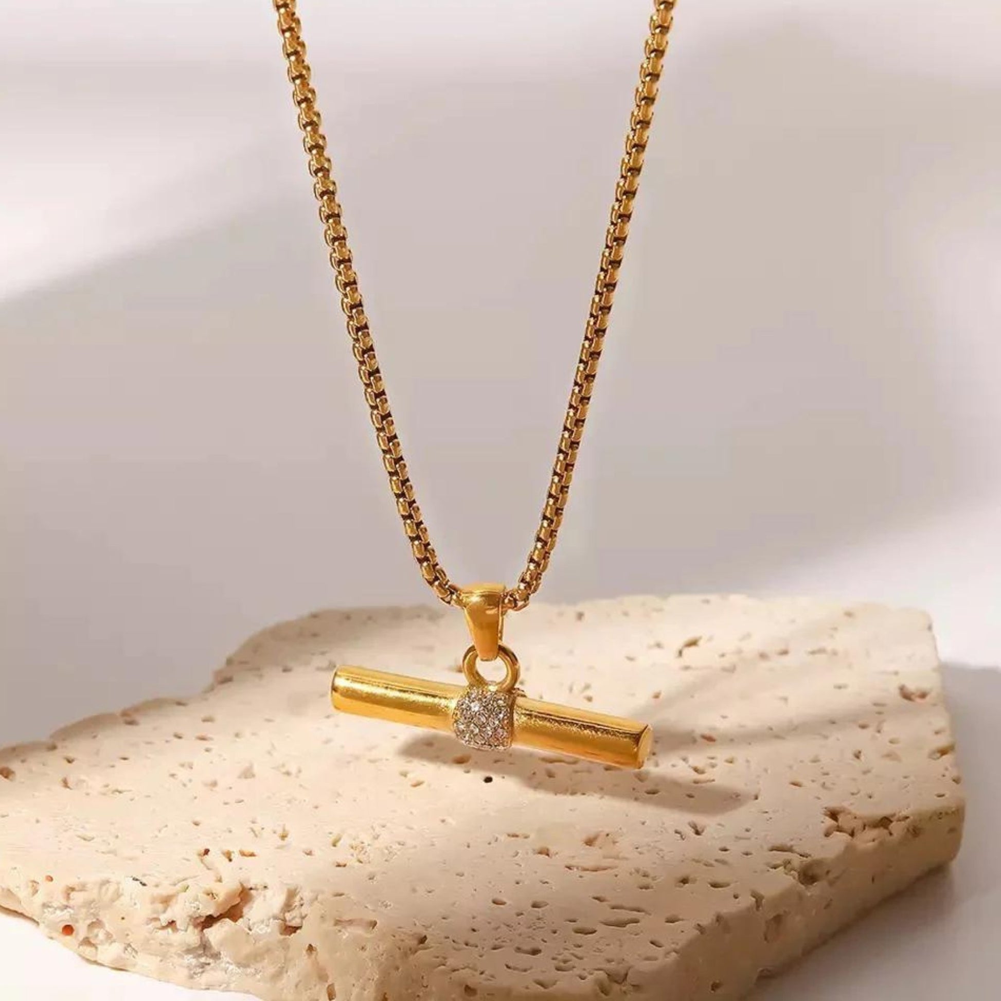 T Bar and Crystal Necklace - The Little Jewellery Company