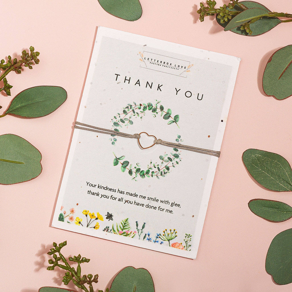 Thank you Seeded Card & Wish Bracelet - The Little Jewellery Company