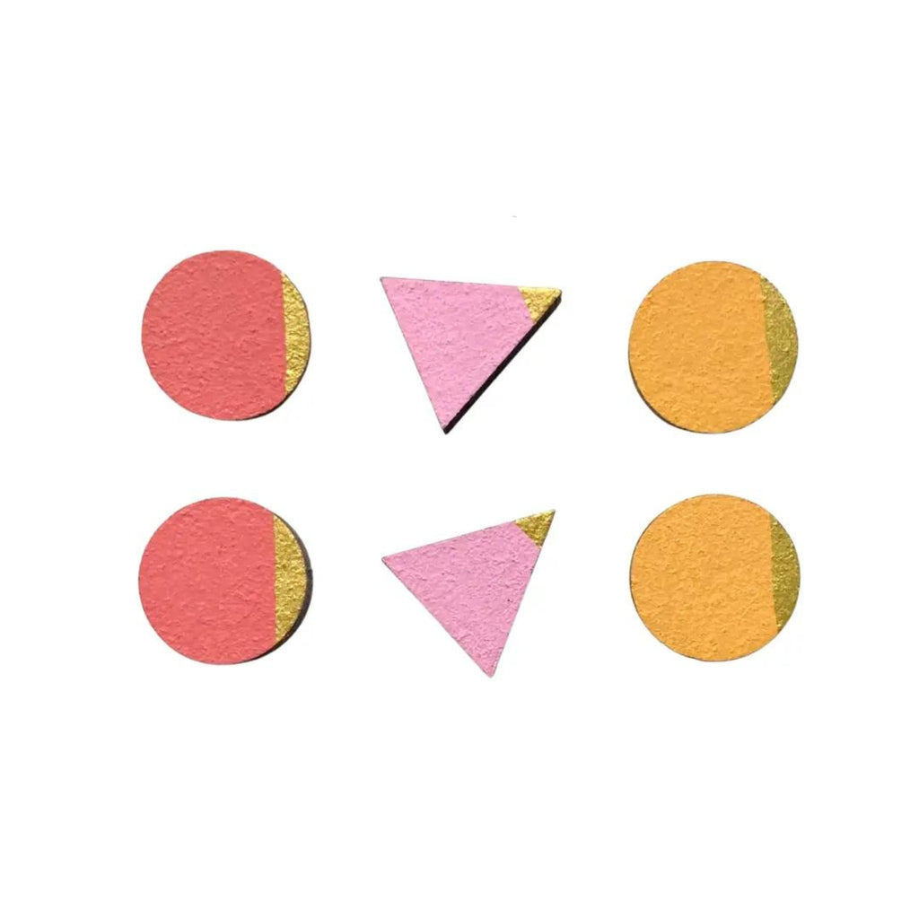 The Golds - Mini Hand Painted Wooden Studs - The Little Jewellery Company