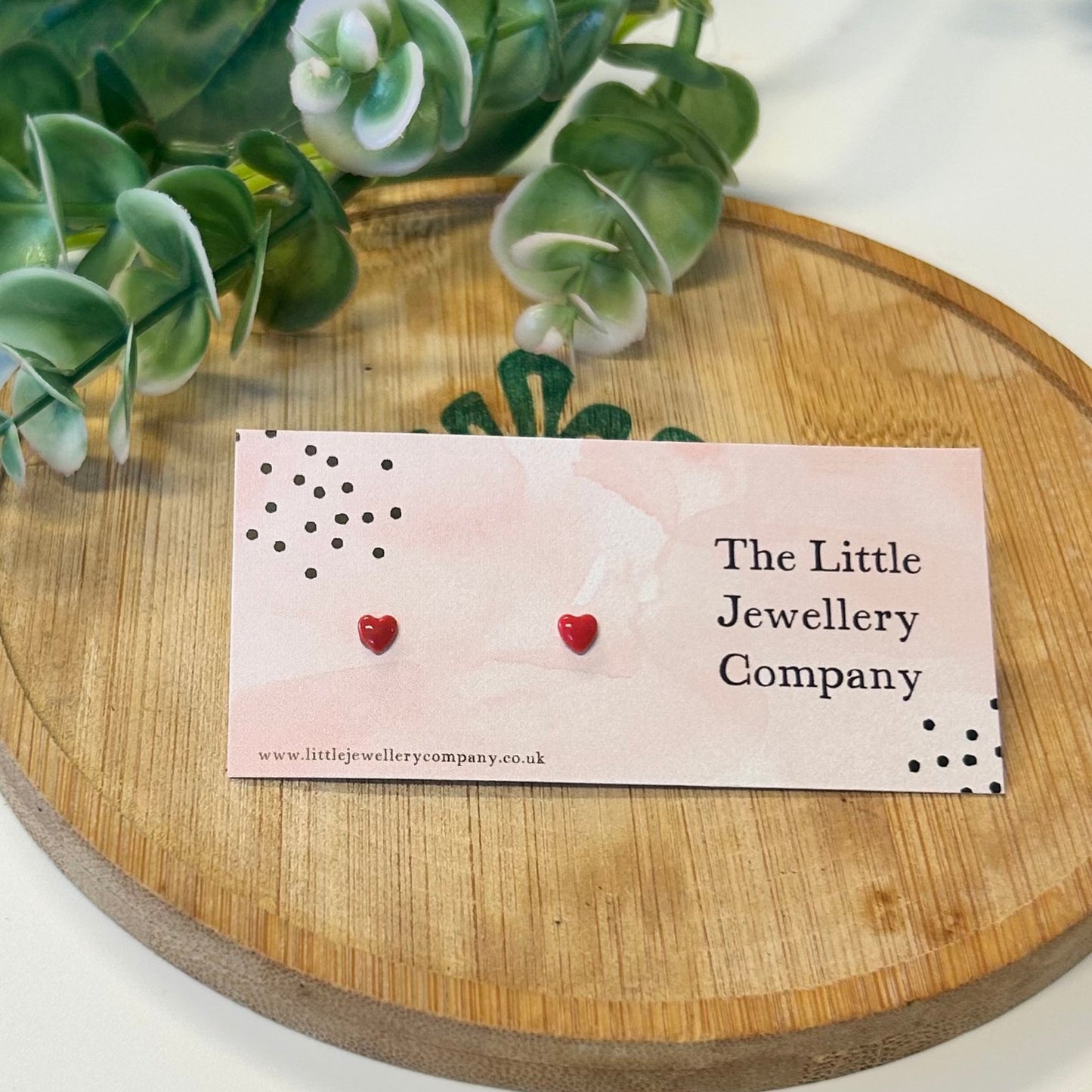Tiny Hearts Studs (Red) - The Little Jewellery Company