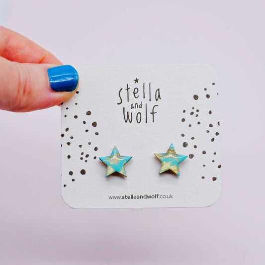 Turquoise and Gold Star Earrings - The Little Jewellery Company