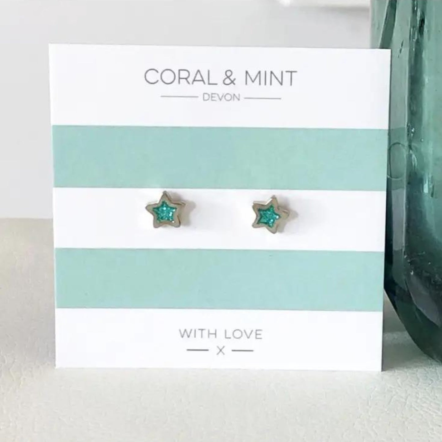 Turquoise Enamel Star Studs - The Little Jewellery Company