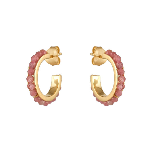 Venus Pink Tourmaline Hoop Earrings - The Little Jewellery Company