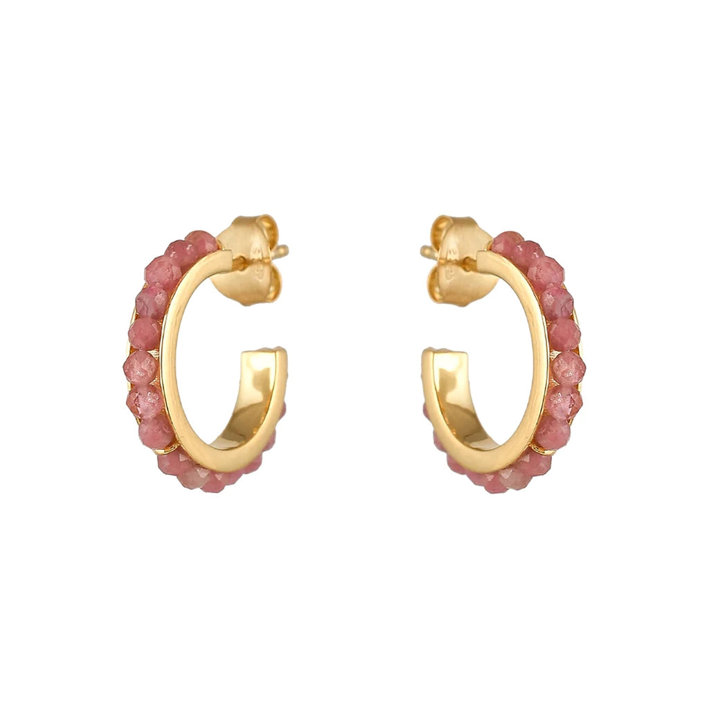 Venus Pink Tourmaline Hoop Earrings - The Little Jewellery Company